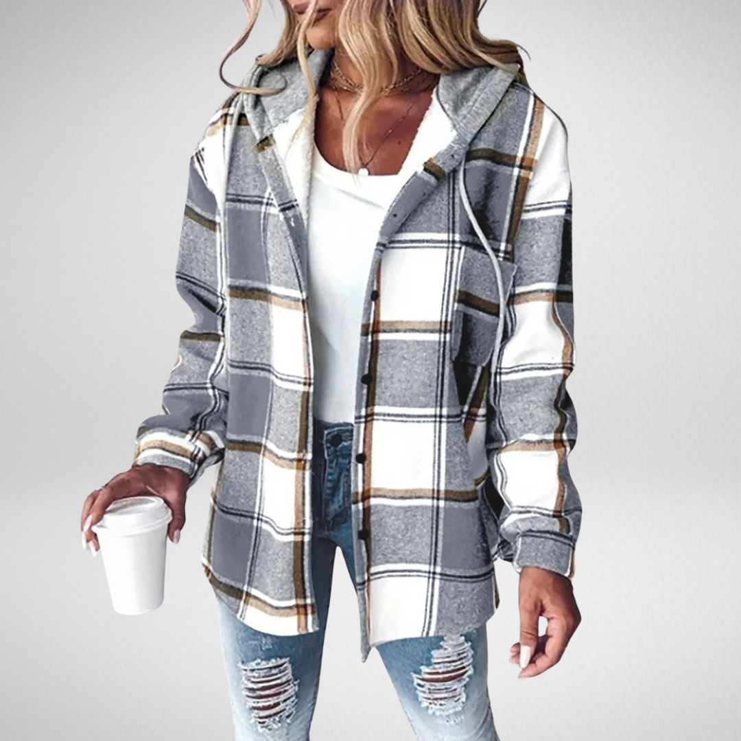 Sigrid – Karierte Kapuzen-Flanelljacke für Frauen