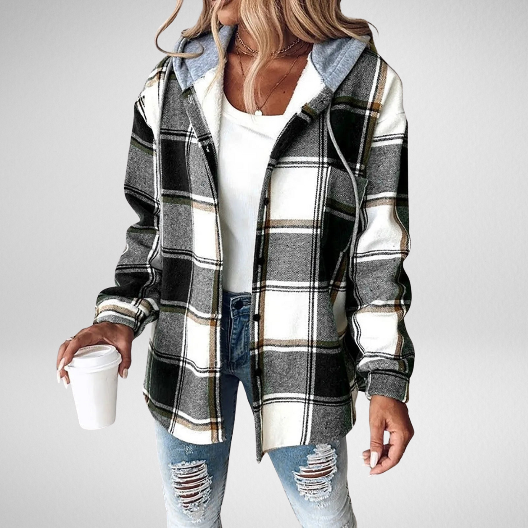 Sigrid – Karierte Kapuzen-Flanelljacke für Frauen