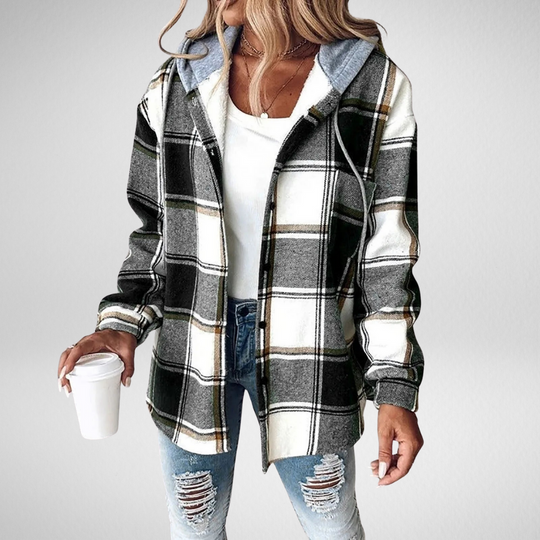 Sigrid – Karierte Kapuzen-Flanelljacke für Frauen