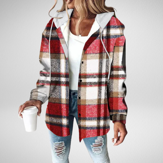Sigrid – Karierte Kapuzen-Flanelljacke für Frauen