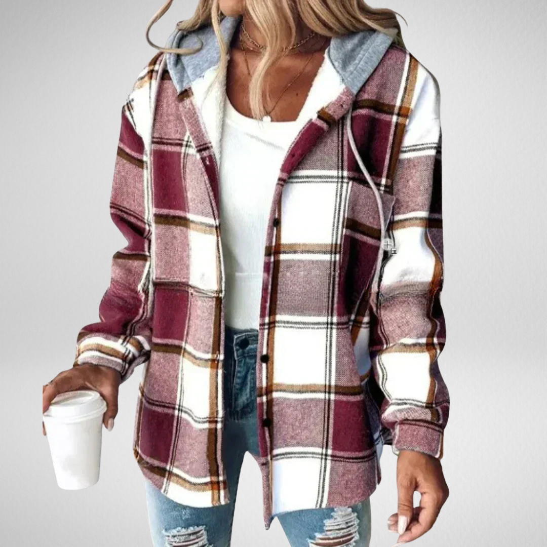 Sigrid – Karierte Kapuzen-Flanelljacke für Frauen
