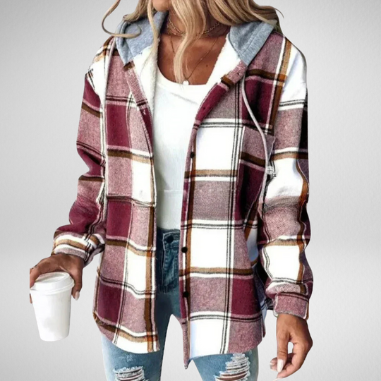 Sigrid – Karierte Kapuzen-Flanelljacke für Frauen