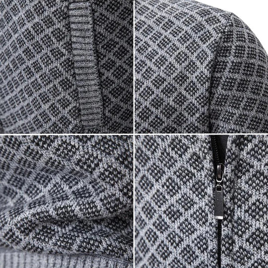 Adrian – Diamant-Strick Zip-Cardigan für Herren