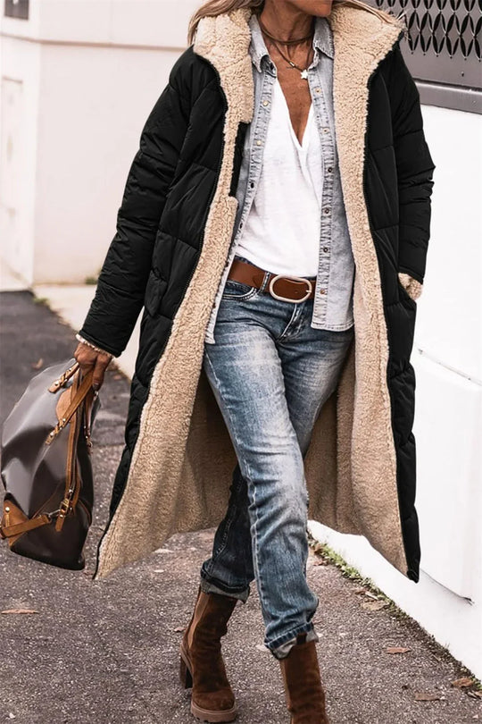 Lina – Langer Winter-Puffer-Mantel mit Kapuze für Frauen