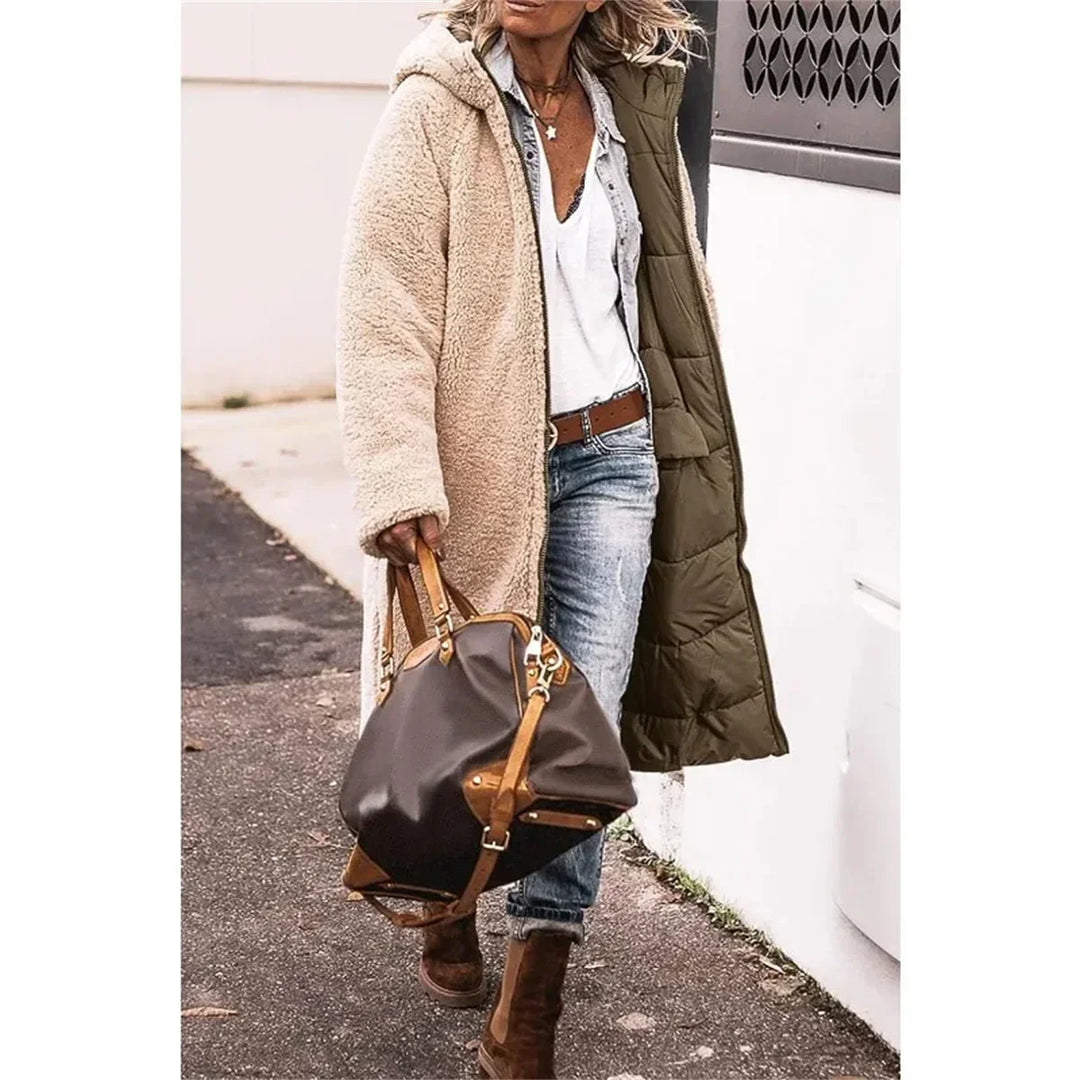 Lina – Langer Winter-Puffer-Mantel mit Kapuze für Frauen