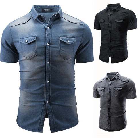 Joshua – Kurzarm-Denimhemd für Männer