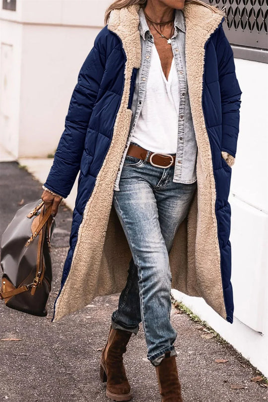 Lina – Langer Winter-Puffer-Mantel mit Kapuze für Frauen