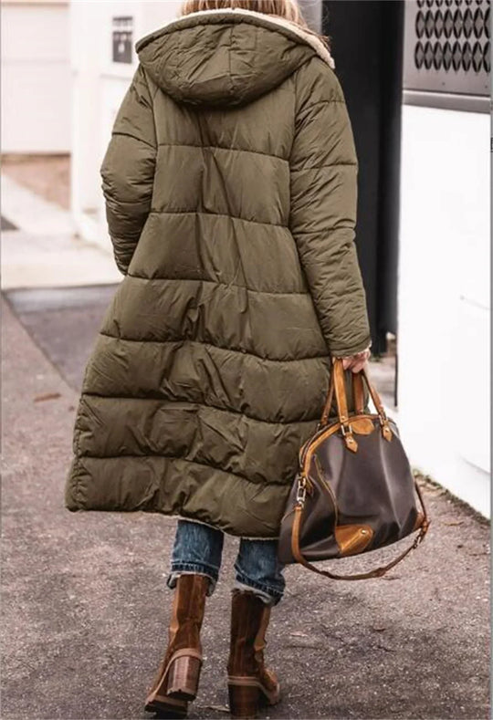 Lina – Langer Winter-Puffer-Mantel mit Kapuze für Frauen