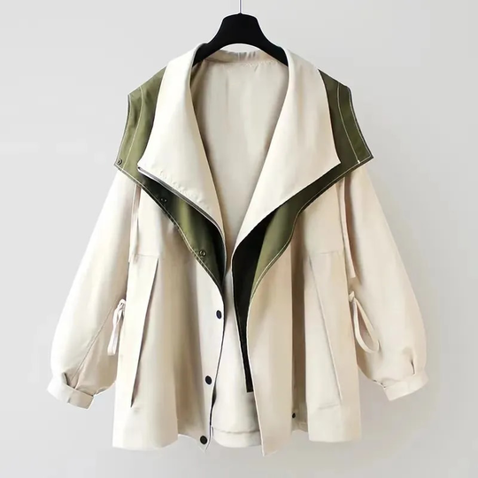 Lieselotte – Zweifarbige Kapuzen-A-Linien-Jacke für Frauen