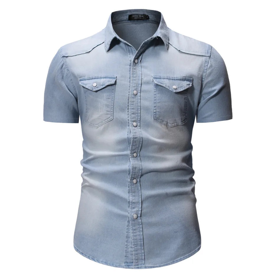 Joshua – Kurzarm-Denimhemd für Männer