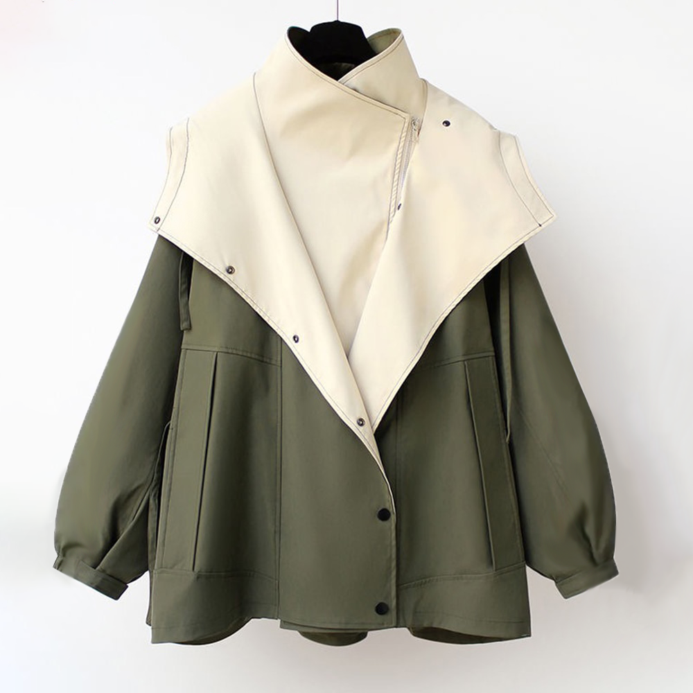 Lieselotte – Zweifarbige Kapuzen-A-Linien-Jacke für Frauen
