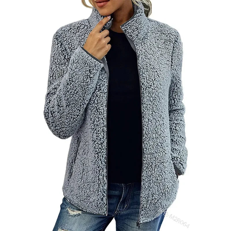 Mivora – Sherpa-Fleece-Jacke mit Reißverschluss für Damen