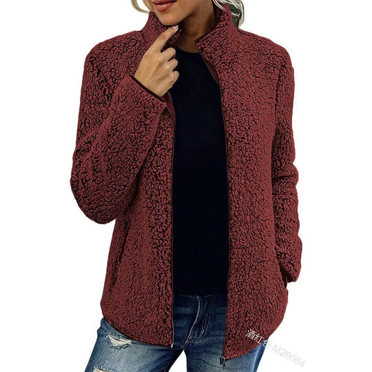 Mivora – Sherpa-Fleece-Jacke mit Reißverschluss für Damen