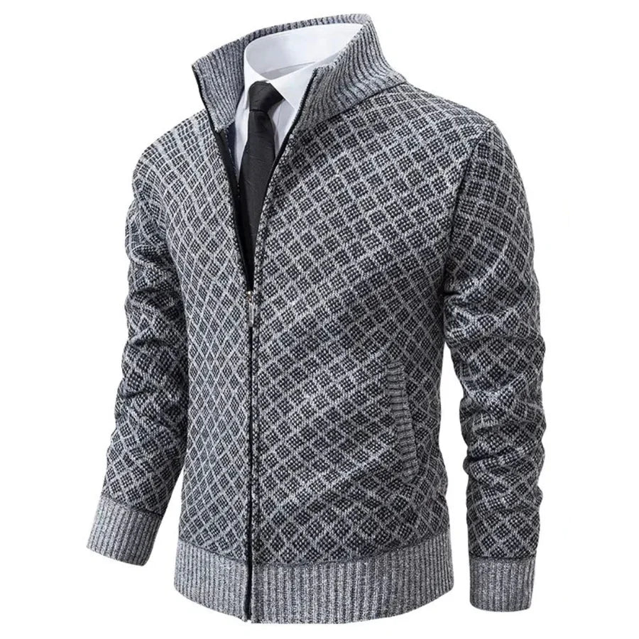 Adrian – Diamant-Strick Zip-Cardigan für Herren