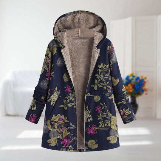 Honey – Gemütlicher Blumen-Fleece-Mantel für Damen