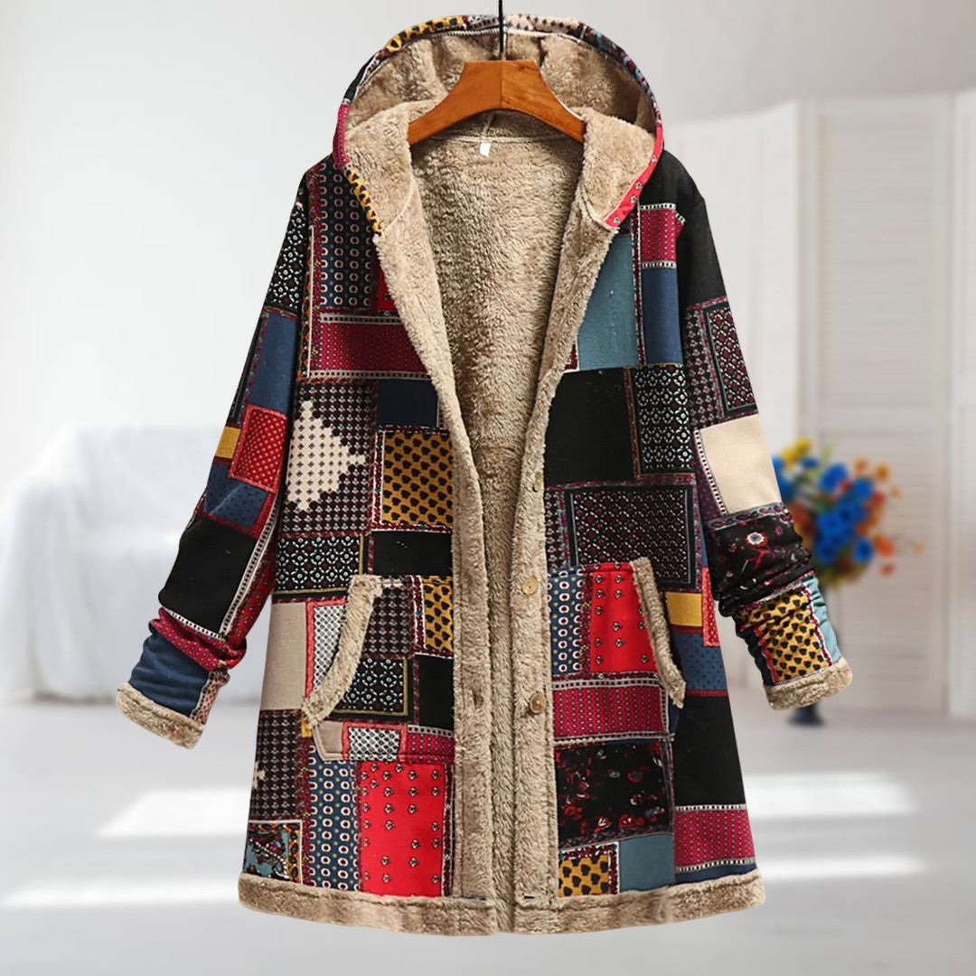 Honey – Gemütlicher Blumen-Fleece-Mantel für Damen
