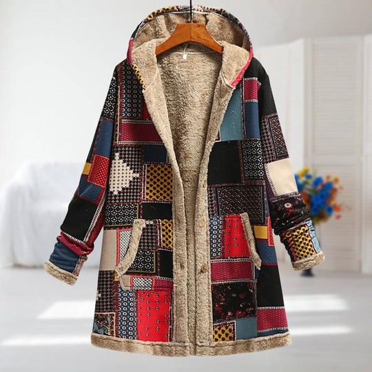 Honey – Gemütlicher Blumen-Fleece-Mantel für Damen