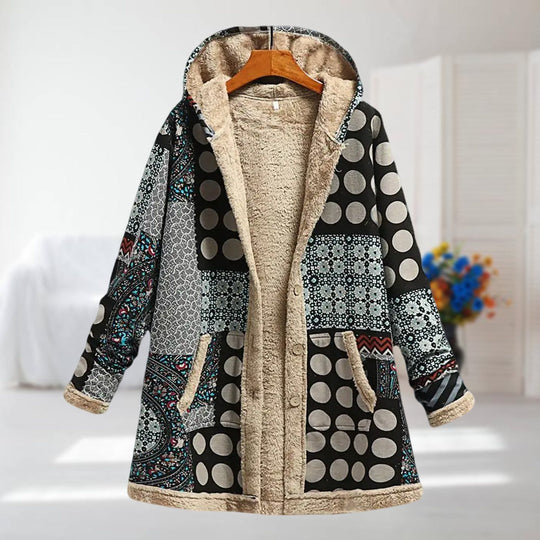 Honey – Gemütlicher Blumen-Fleece-Mantel für Damen