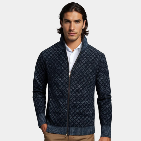 Adrian – Diamant-Strick Zip-Cardigan für Herren