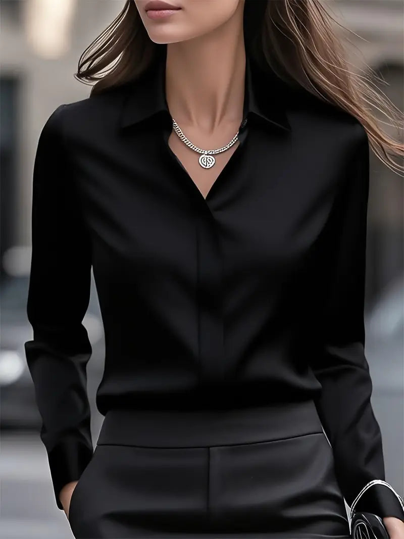Amiliana - Elegantes Langarm-Hemd mit Knopfleiste