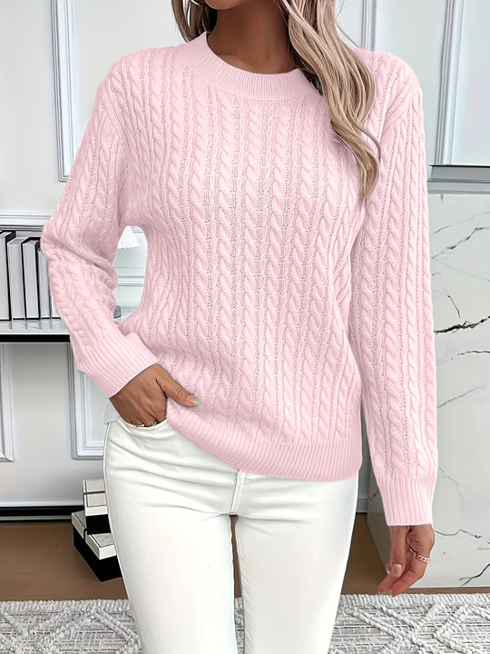 Evelyn | Cozy Pink Cable Knit Sweater
