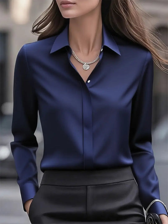 Amiliana - Elegantes Langarm-Hemd mit Knopfleiste
