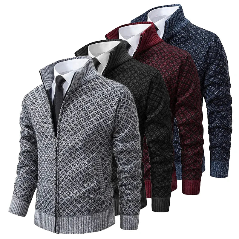 Adrian – Diamant-Strick Zip-Cardigan für Herren