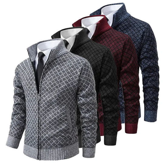 Adrian – Diamant-Strick Zip-Cardigan für Herren