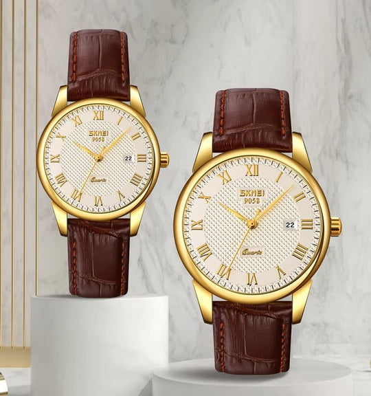Classic Leather Business Couple Watch