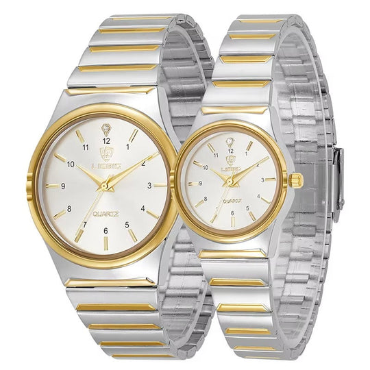 Classy Silver Toned Couple Wristwatch