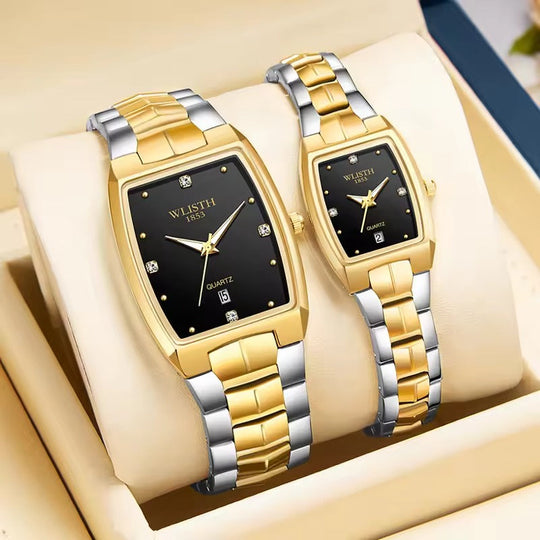 Square Style Quartz Couple Watch