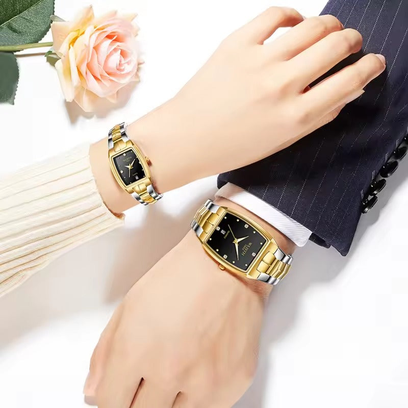 Square Style Quartz Couple Watch