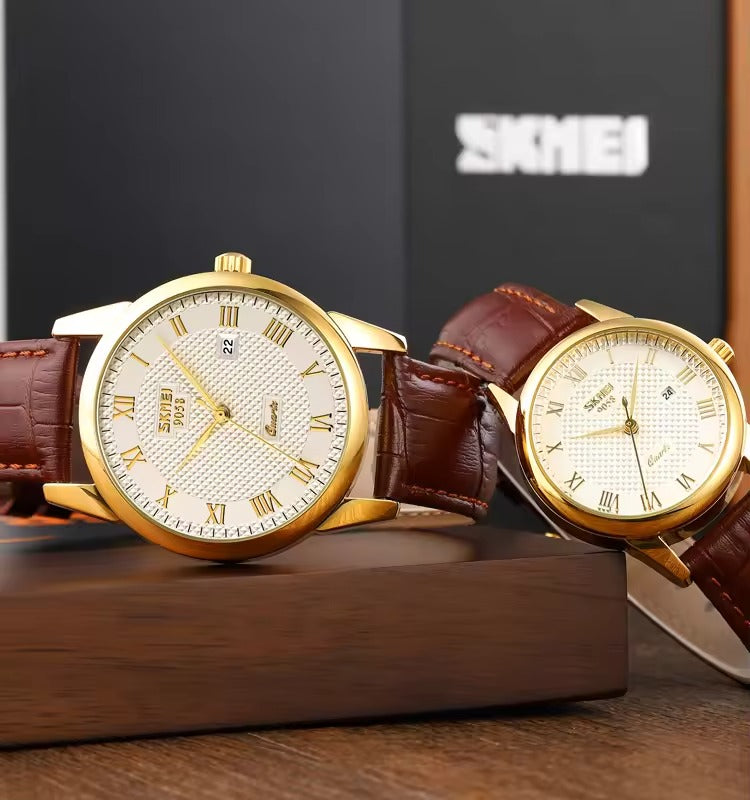 Classic Leather Business Couple Watch