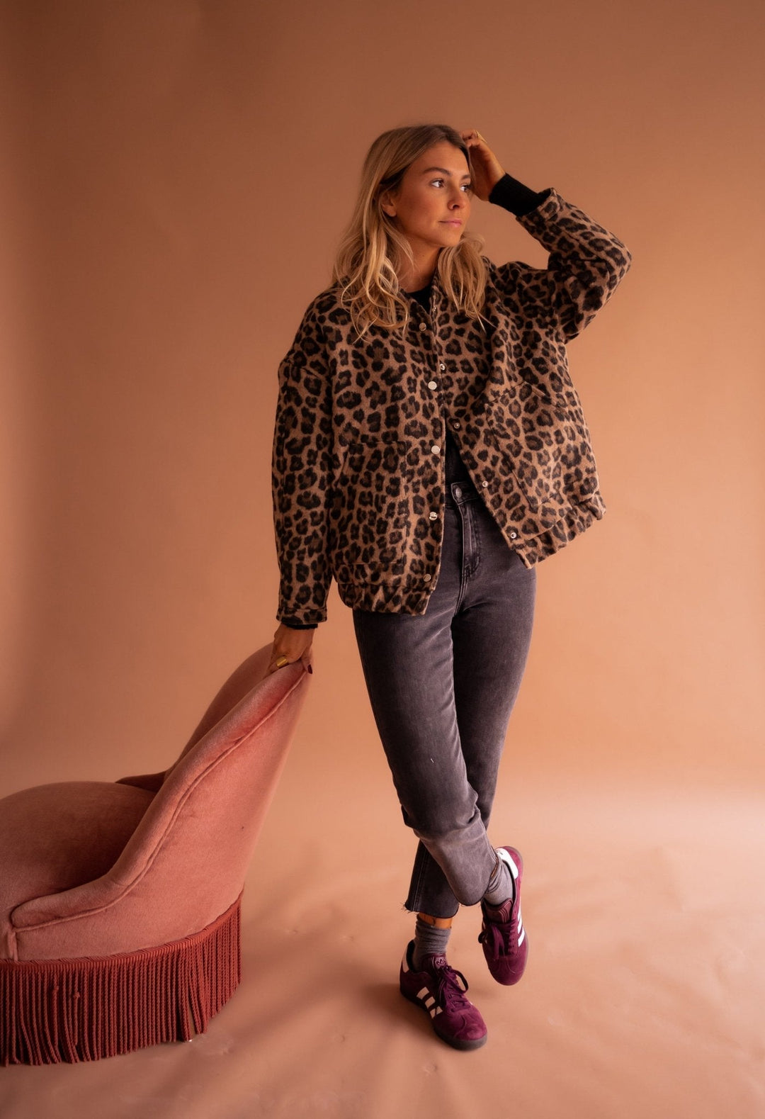 Kaila – Leopardenmuster Kunstpelzjacke für Damen