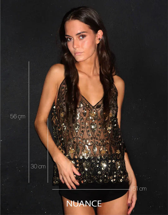 Julia | Glamouröses Perlenoberteil