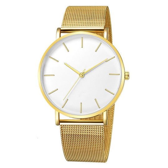 Minimalist Stainless Steel Mesh Quartz Watch