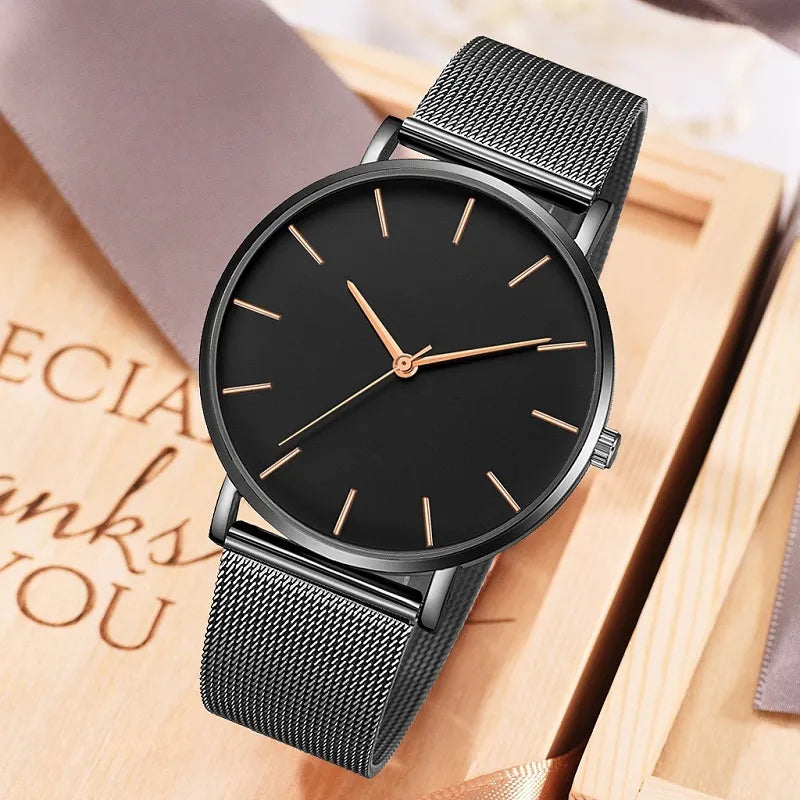 Minimalist Stainless Steel Mesh Quartz Watch