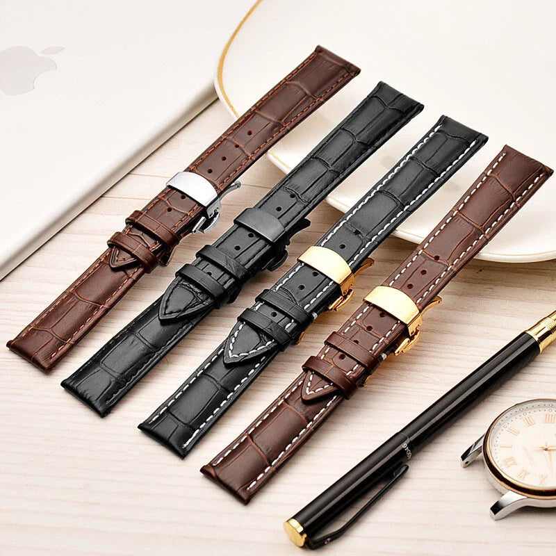 Crocodile Embossed Durable Leather Watch Band